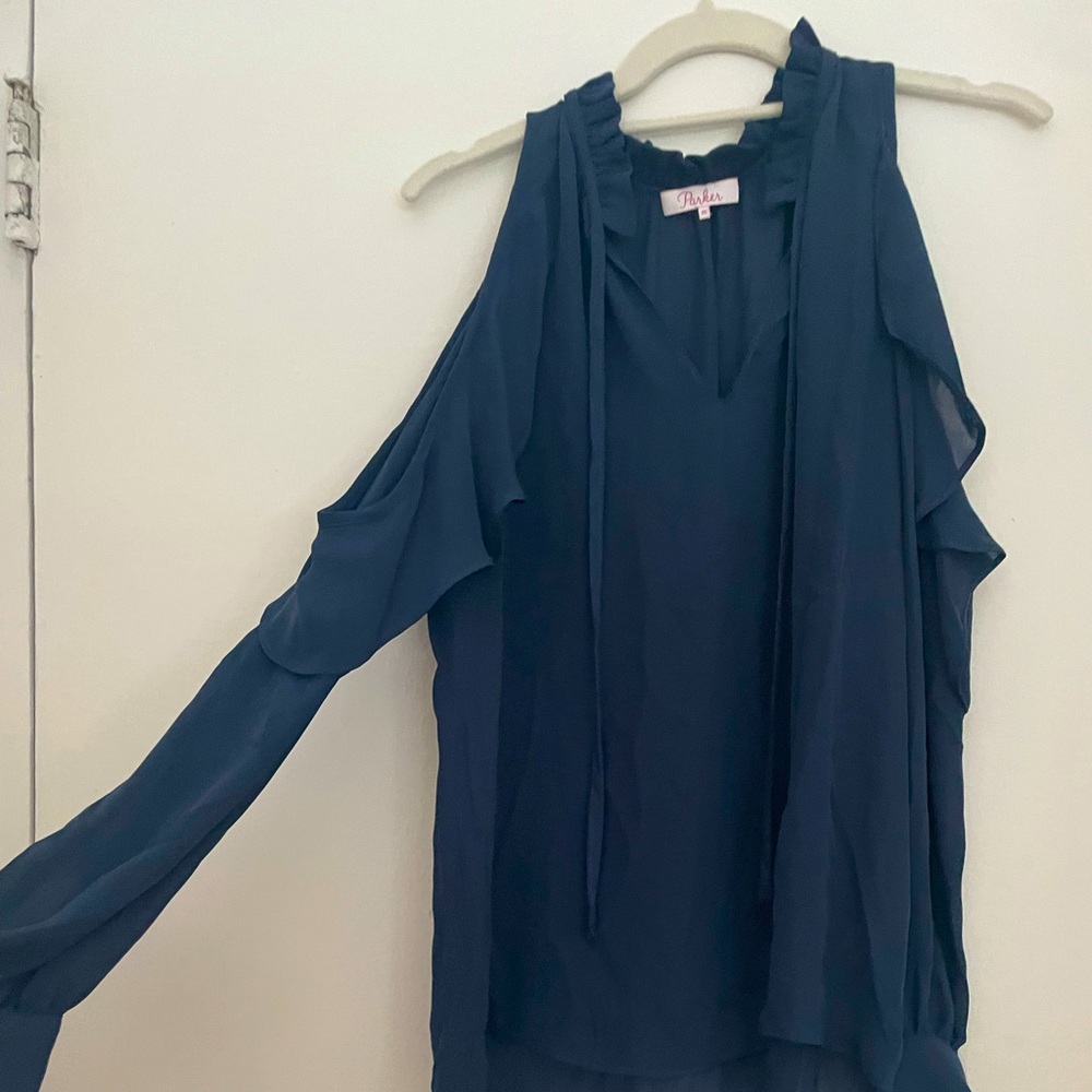 Parker ruffled open blouse
